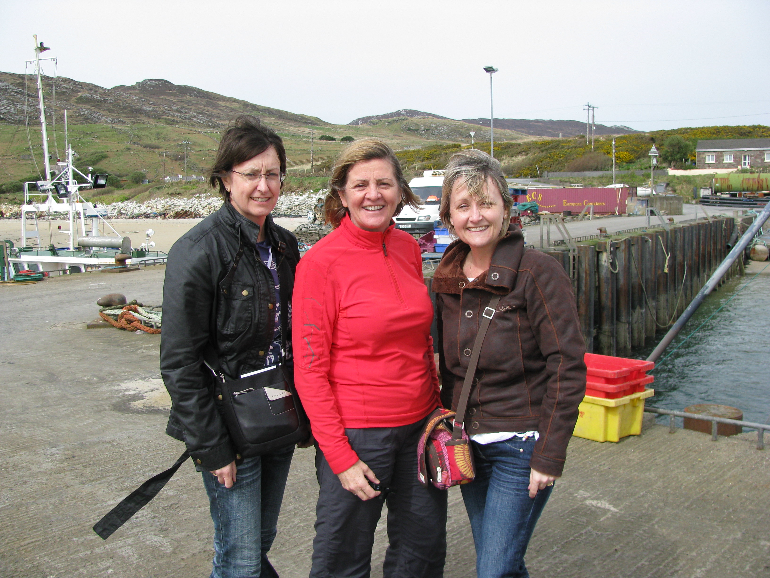 Pauline, Angela and Colette on the quayside
