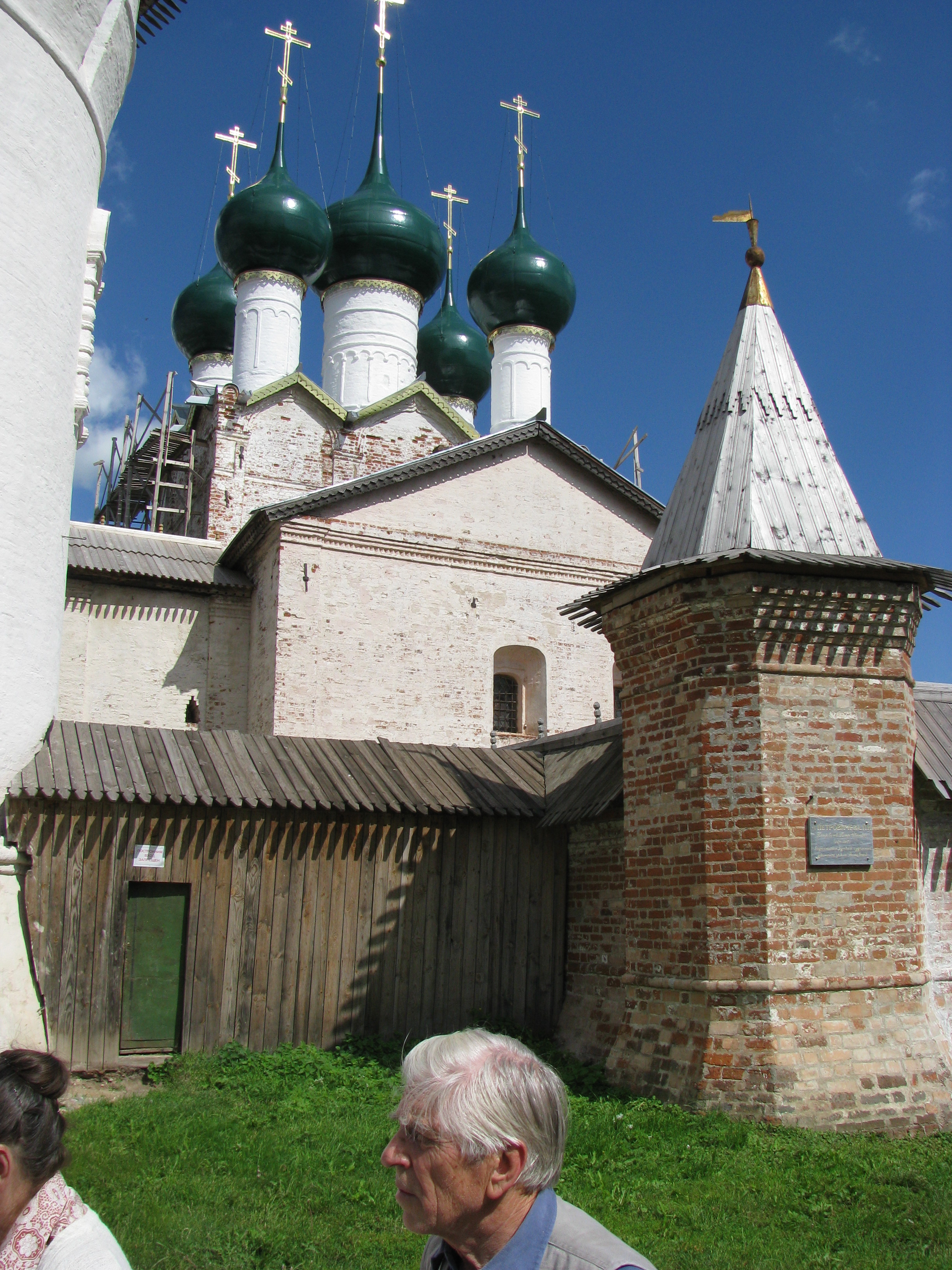 Church with Green domes on it.